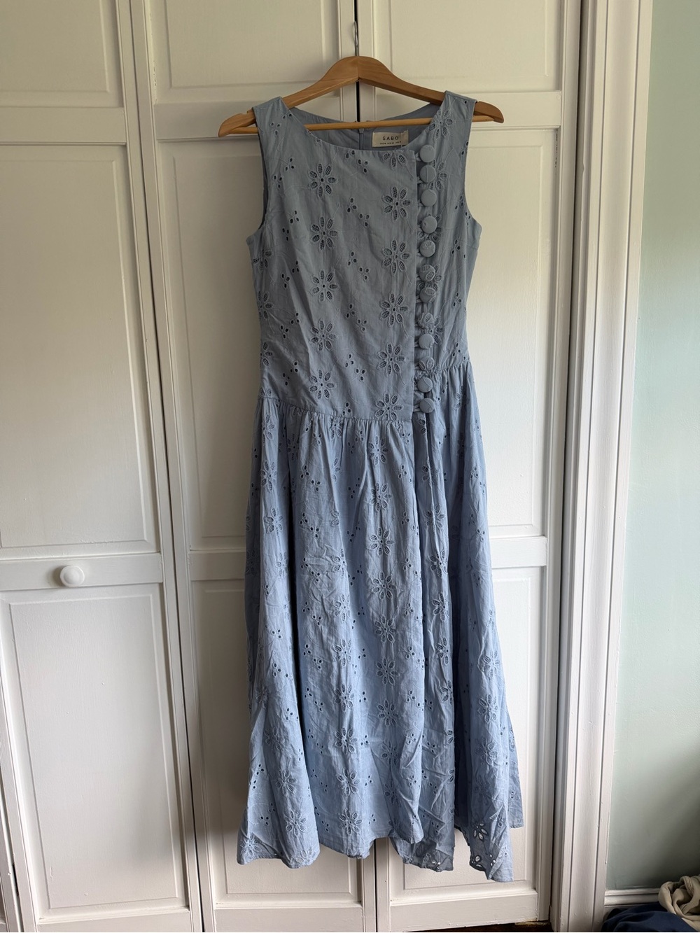 SABO Odessa Eyelet Midi Dress in Light Blue